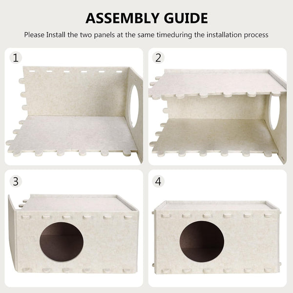 Cat House for Indoor Cats, Scratch Resistance Cat Cave Bed, Felt Peekaboo Cat Hideaway for Large & Multiple Cats up to 22Lbs, Cream8