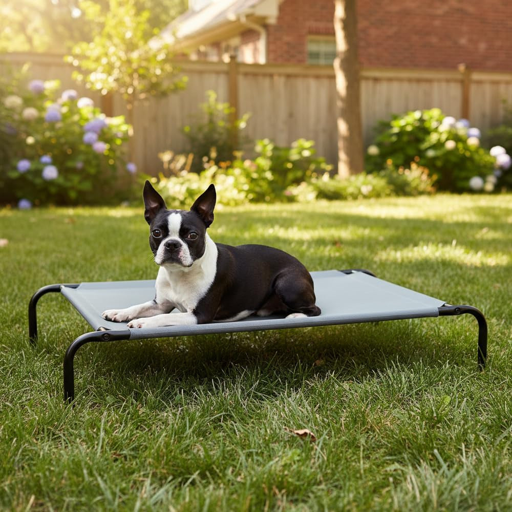 amazon-basics-cooling-breathable-elevated-dog-bed-with-metal-frame-for-large-dogs-51-x-31-x-8-grey
