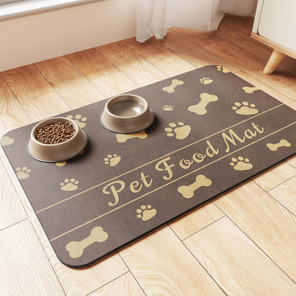 Pet Feeding Mat-Absorbent Pet Placemat for Food and Water Bowl, with Waterproof Rubber Backing, Quick Dry Water Dispenser Mat for Dog and Cat (20"X12", Striped Dark Gray)13