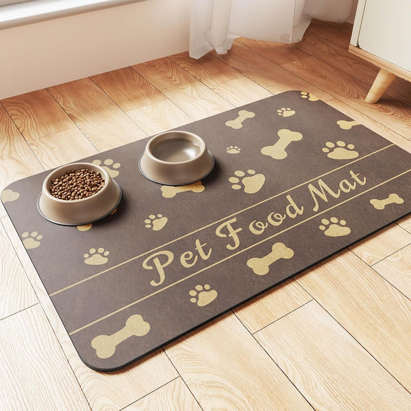 Pet Feeding Mat-Absorbent Pet Placemat for Food and Water Bowl, with Waterproof Rubber Backing, Quick Dry Water Dispenser Mat for Dog and Cat (20"X12", Striped Dark Gray)13