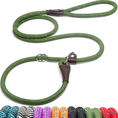 Fida Durable Slip Lead Dog Leash, 6 FT X 1/2" Heavy Duty Dog Loop Leashes, Comfortable Strong Rope Slip Leash for Large Medium Dogs, No Pull Pet Training Lead with Highly Reflective(1/2", Black)34