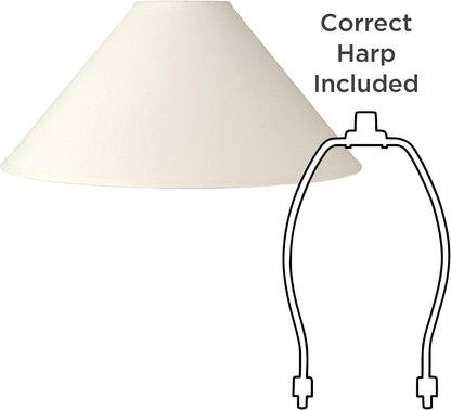 Extra Large White Linen 2-Pack Chimney Lamp Shades 6X23X13.5 (Spider) | 6" Top X 23" Bottom X 10.5" High X 13.5" Slant Replacement for Table + Floor Lamps Set Shade Pre-Assembled Harp + Finial3