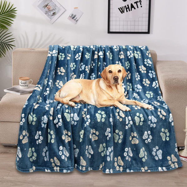 Rezutan Blanket for Large Dogs, Cat Flannel Washable Soft Pet Mat Throw Cover for Kennels-Beds, Sofas, Furniture Protection, Cute Paw Pattern, Black, 50X40 Inch14