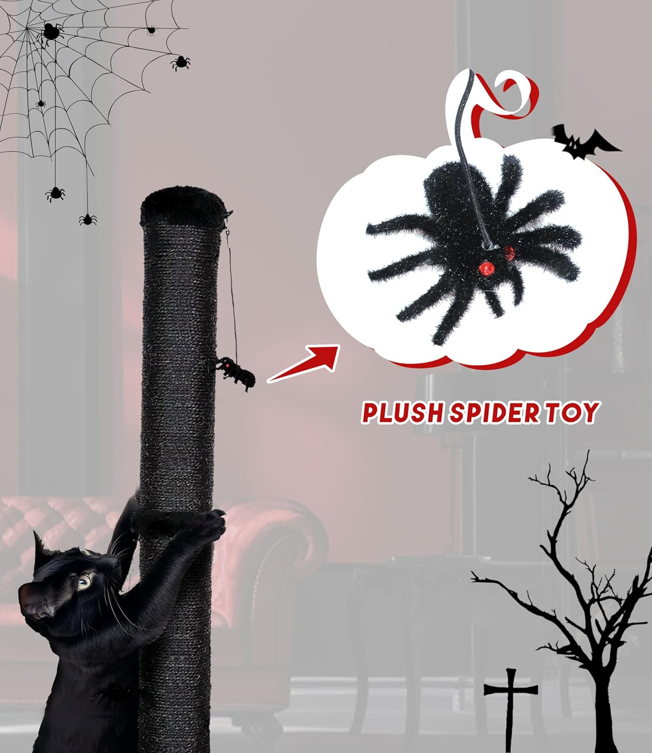 gothic-cat-scratching-post-with-spider-toys-for-indoor-cats-halloween-sisal-scratcher-goth-tree-tower-cobweb-base-spooky-furniture-interactive-dangling-toy-activity-kitty-play-center