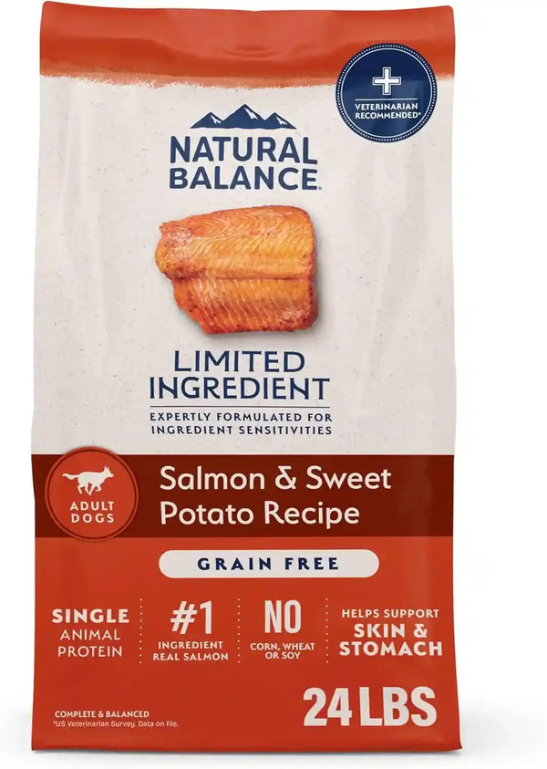 Natural Balance Limited Ingredient Adult Dry Dog Food - Balanced Nutrition for Adult Dogs - Grain-Free, Soy-Free Recipe - Limited Ingredient Formula - 24 Lb - Salmon & Sweet Potato Recipe1