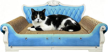 Luxury Cardboard Cat Scratcher Sofa Bed, Couch Shaped Scratching Board, Scratch Lounge with Catnip, Scratcher for Indoor Cats Large Grey14