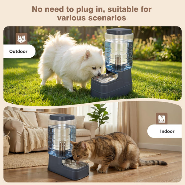 2.2 Gallon Pet Automatic Dog Water Dispenser Cat Gravity Waterer Feeder with Stainless Steel Bowl 8L Large Capacity Puppy Feeding Raised Bowls with Filter,Ice Pack9