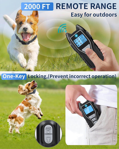 Dog Shock Collar with Remote Control - Rechargeable Dog Training Collar, IPX7 Waterproof E Collar for Dogs with 4 Safe Modes Flashlight Beep Vibration Shock Ideal for All Dog Sizes (8-150Lbs)5