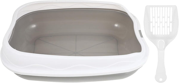Wakauto Kitten Litter Pan Anti-Splash Durable Cat Litter Basin Semi-Enclosed Grey Pet Toilet for Indoor Kitten Training and Housebreaking1