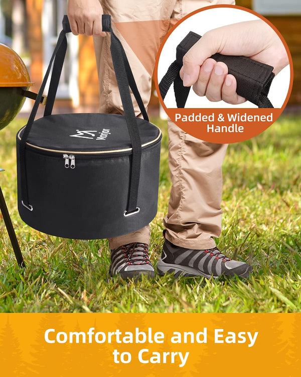 Dutch Oven Bag for 12 & 10 Inch, Extra Inner Crossed Straps | 2 Pockets5