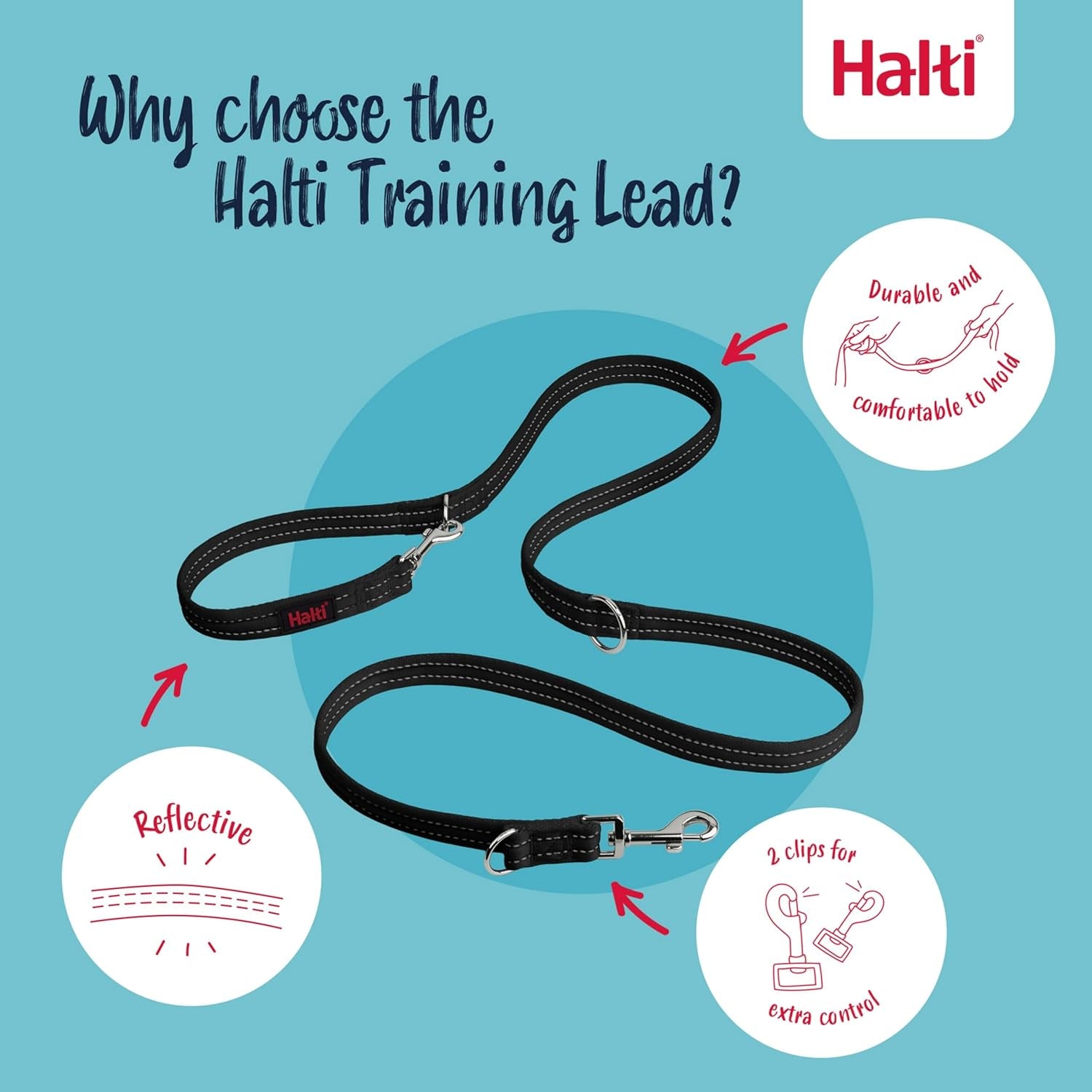 halti-training-leash-multifunctional-double-ended-dog-leash-ideal-for-anti-pulling-dog-training-lightweight-soft-durable-suitable-for-medium-to-large-dogs-puppies-size-large-black-2m
