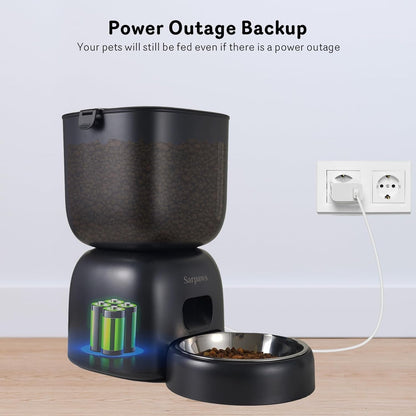 Automatic Cat Feeder and Water Dispenser FW1, Wire or Battery Cat Food Dispenser Timer Pet Feeder - Locking Lid, Desiccant Bag, Programmable Portion Control, 4 Daily Meals, 10S Voice Recorder6