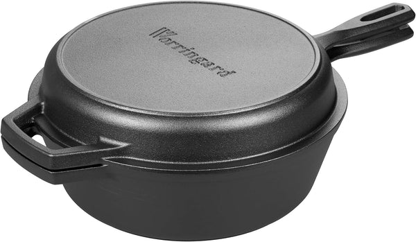 Pre-Seasoned Cast Iron Double Dutch Oven Pot with Skillet Lid, for Bread Baking, Outdoor, Campfire Cooking, 3 Quart1