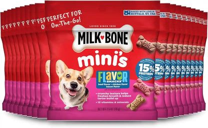 Milk-Bone Flavor Snacks Mini’S Dog Biscuits, Flavored Crunchy Dog Treats, 36 Oz. Canister | 5 Calories per Treat, 15% Protein, 3 Flavors per Canister (Beef, Chicken & Bacon, Naturally & Artificially Flavored)19
