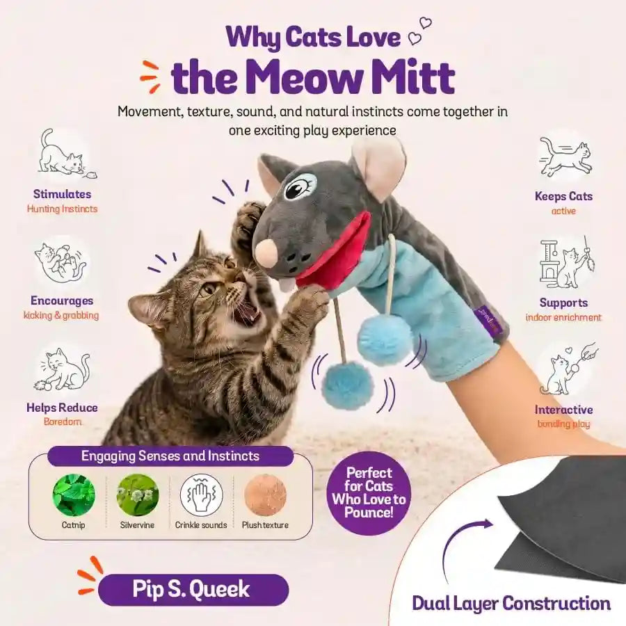 pounce-purr-meow-mitt-wearable-cat-wrestling-glove-puppet-mouse-catnip-silvervine-plush-hand-puppet-crinkle-sounds-wiggling-arms-dual-layer-interactive-toy-indoor-cats-kitten