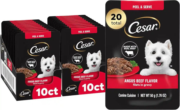 Cesar Mini-Pouch Wet Dog Food, Filet Variety Pack, 1.76 Oz, 40 Count | 3 Flavors: Rotisserie Chicken, Filet Mignon, Wood-Grilled Chicken, Real Chicken or Beef, Easy Peel-And-Serve, Protein-Packed15