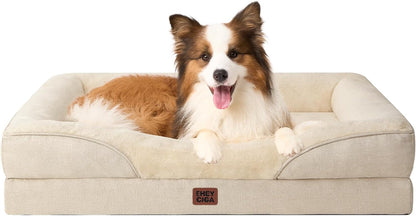 EHEYCIGA Orthopedic XL Dog Bed for Large Sized Dog, 42X30 Inch Extra Large Memory Foam Dog Couch Bed with Sides, Waterproof Liner & Washable Removable Cover, Bolster Pet Sofa, Grey38