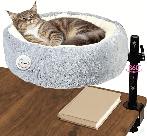 Cat Desk Bed, XL, Reversible 2-Tone, Adjustable, Light Gray1