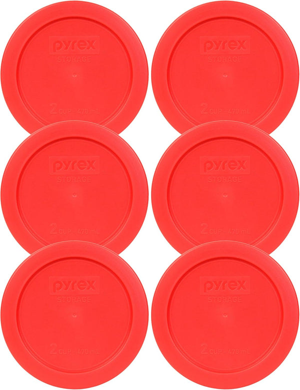 7200-PC 2-Cup Red Food Storage Lid (6-Pack) - Made in USA | Bpa-Free Plastic | round Shape | Secure Fit | Refrigerator Safe | Top-Rack Dishwasher Safe1