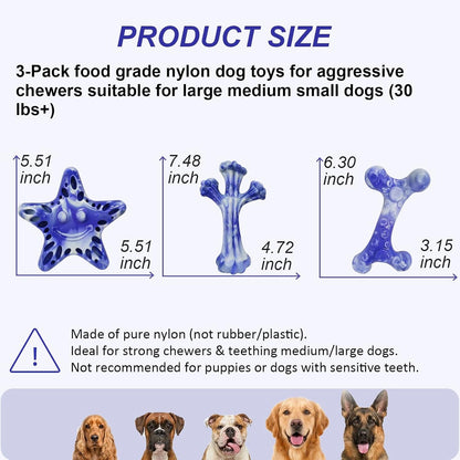 YINEYA Dog Toys for Aggressive Chewers, 3-Pack Tough Dog Chew Toys | Dog Teething Toy for Medium Large to Keep Them Busy, Indestructible Dog Toy Long Lasting, Purple, Beef Flavor2