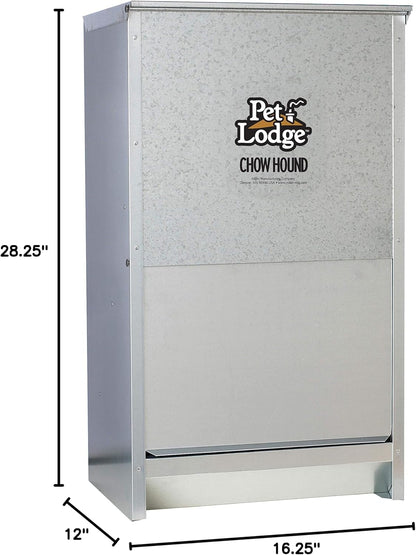 Pet Lodge® Automatic Dog Feeder | Chow Hound Outdoor Pet Feeder for Large Dogs | Tough Galvanized Steel | Made in USA | 50 Pound | Large Refillable Home Feeding Containers and Storage Dispensers for Dogs, Silver3