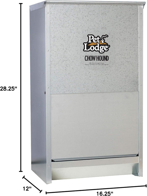 Pet Lodge® Automatic Dog Feeder | Chow Hound Outdoor Pet Feeder for Large Dogs | Tough Galvanized Steel | Made in USA | 50 Pound | Large Refillable Home Feeding Containers and Storage Dispensers for Dogs, Silver3