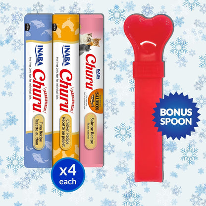 INABA Churu Cat Treats Lickable Tubes, Holiday Variety Pack, 12Ct | Wild-Caught Tuna, Real Chicken, 91% Moisture, Grain-Free, Preservative-Free, High Protein, 12 X 0.5 Oz Tubes6