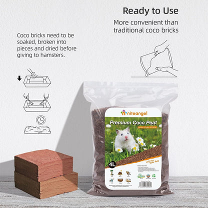 Niteangel Natural Coco/Cork Hamster Bedding: 4L Absorb Odors & Low Dust | Encourages Digging & Burrowing Instinct - Pet Litter for Dwarf Syrian Hamsters Gerbils Mices Degus or Other Small Animal5