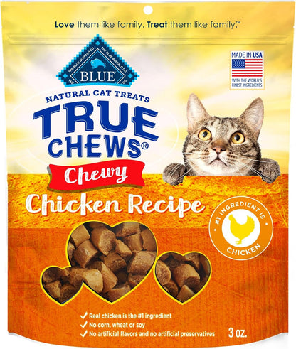Blue Buffalo True Chews Chicken Cat Treats, 3 Oz | Real Chicken First, Bite-Sized Chewy Texture, No Chicken By-Product, Corn, Wheat, or Soy1