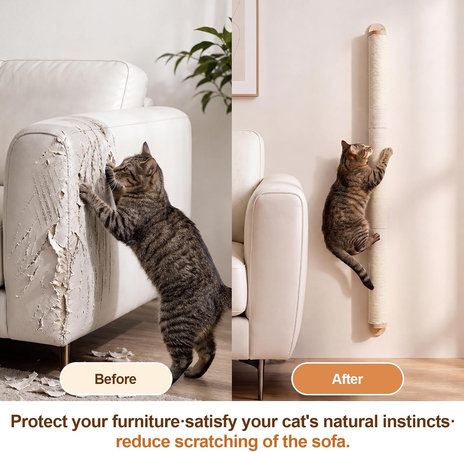 84-tall-wall-mounted-cat-scratcher-post-cat-wall-shelves-furniture-6-pcs-14-inch-sisal-climbing-poles-with-5-brackets-kitten-modular-scratch-tower-space-saving-pet-supplies