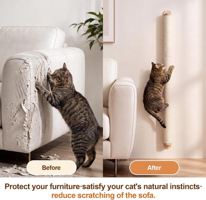 84" Tall Wall Mounted Cat Scratcher Post, Cat Wall Shelves Furniture, 6 Pcs 14 Inch Sisal Climbing Poles with 5 Brackets, Kitten Modular Scratch Tower, Space Saving Pet Supplies5