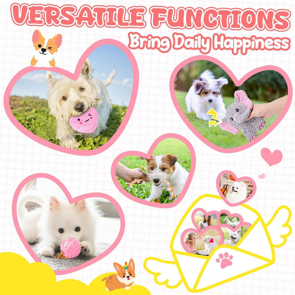 XIUGOAL Pink Puppy Toys - 9 Pack Puppy Chew Toys for Teething, Enrichment Dog Toys for Small Dogs to Keep Them Busy, Squeaky Plush Toy for Boredom6