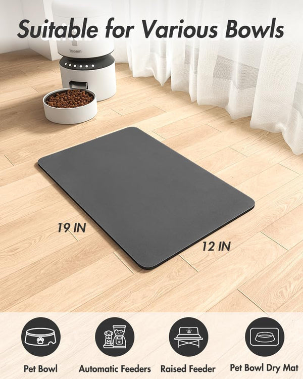 Montvoo-Absorbent Pet Feeding Mat-No Stains Pet Mat for Food and Water Bowl-Quick Dry Cat & Dog Food Mat Water Dispenser Mat-Pet Supplies Mat-Dog Water Bowl Mat for Messy Drinker,（Darkgrey,12"X19"）7
