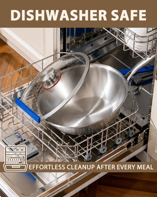 12.5-Inch Tri-Ply Stainless Steel Wok Pan with Lid | Detachable Handle | Stir-Frying Pan | Induction Wok | Dishwasher and Oven Safe | Heavy-Duty | Flat-Bottom4