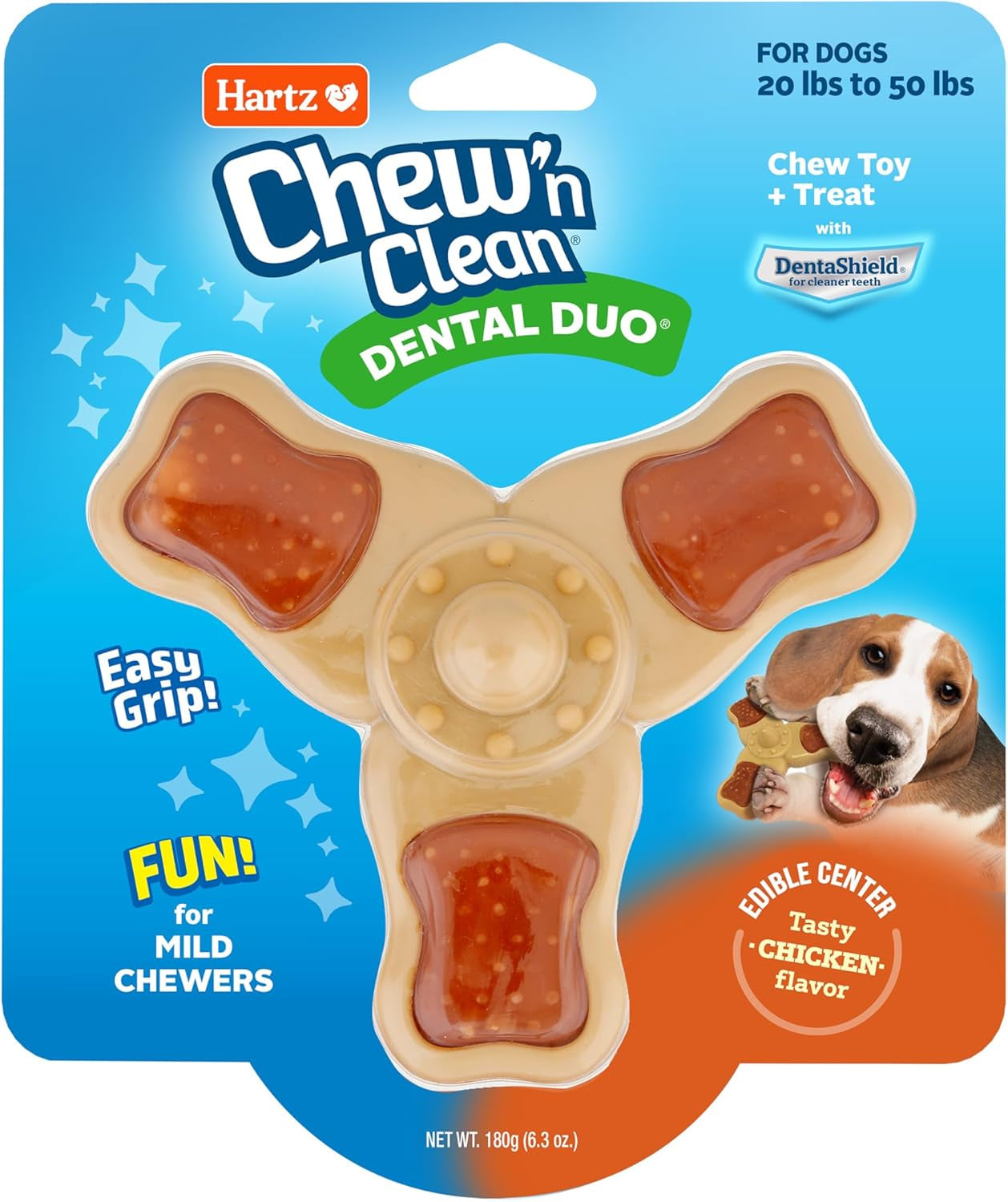 hartz-chew-n-clean-chew-toy-and-treat-in-one-chicken-flavored-tri-point-dog-toy-small