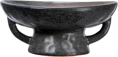 Creative Co-Op Stoneware Bowl with Handle and Base, Black Reactive Glaze4