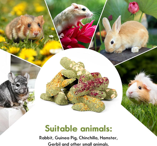 Abizoo Rabbit Chew Toys Natural Timothy Hay Oat Bunny Treats Snack Bunny Chew Sticks 9 Pcs Compressed Cactus Bunnies Enrichment Toys for Rabbit Guinea Pig Hamster Chinchilla Gerbil Dental Care9