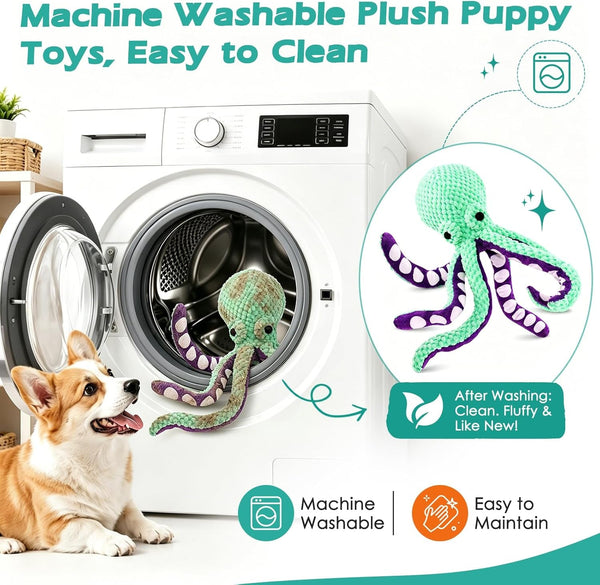 Fuufome Octopus Squeaky Dog Toys for Puppy, Small and Medium Large Breed | Tough Soft Fabric, Interactive Daily Companionship, Tug of War Doggie Toy, Training Reward, Birthday Gift8