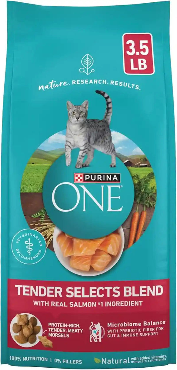 Purina ONE Natural Dry Cat Food, Tender Selects Blend with Real Salmon - 7 Lb. Bag12