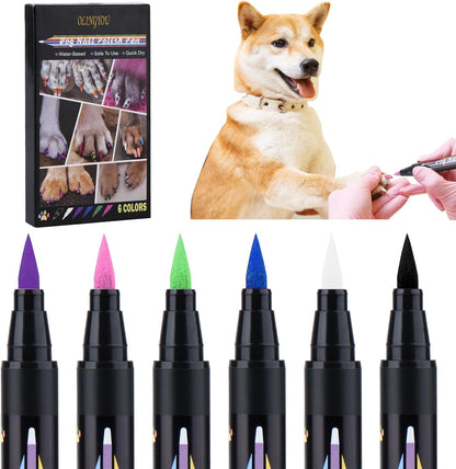 OLINGYOU Dog Nail Polish， Dog Nail Polish Pens Quick Dry-8 Colors, Pet Nail Polish Set for Dogs， DIY Dogs Puppy Nails, Dog Safe Nail Polish Non Toxic, Odorless, Easy to Apply8