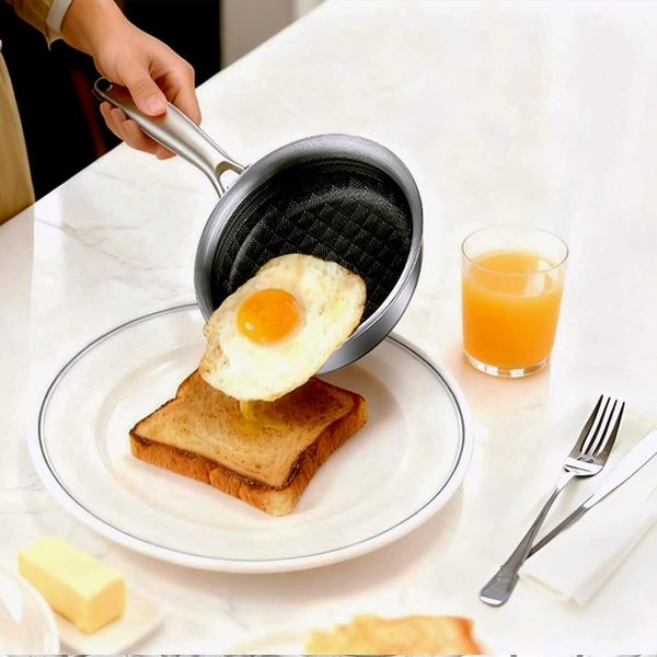 Tri-Ply Stainless Steel Nonstick Ceramic Omelette Pan 5.5 Inch | Single Egg Frying Pan, Durable Small Pan for Steak, Induction Skillets, Compatible with All Cooktops6