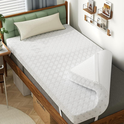 College Dorm Room Essential Twin XL Memory Foam Mattress Topper Pad | 3 Inch Memory Foam Mattress Pad, Firm Support for Hard Dorm Beds, Pressure Relief, Dualside, Spinal Align, Nonslip, Removable1