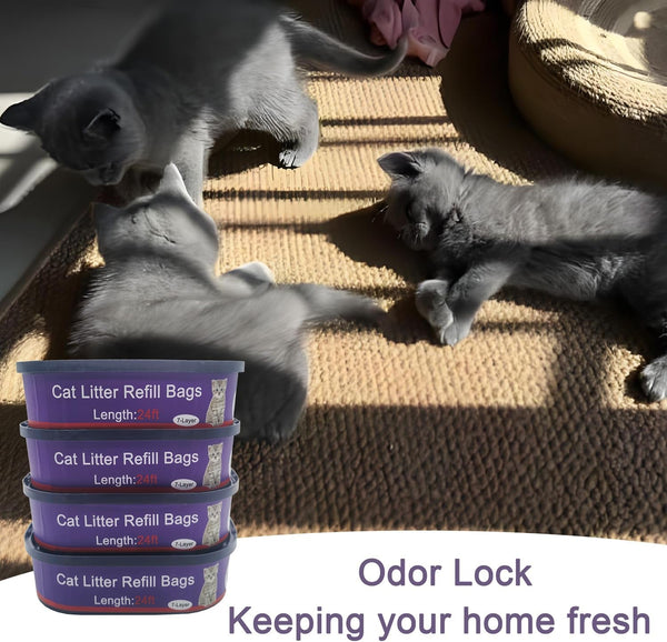 4 Pack Cat Litter Refill Bags Cartridges Compatible with Genie Cat Standard, plus and XL Pails Odor Control5