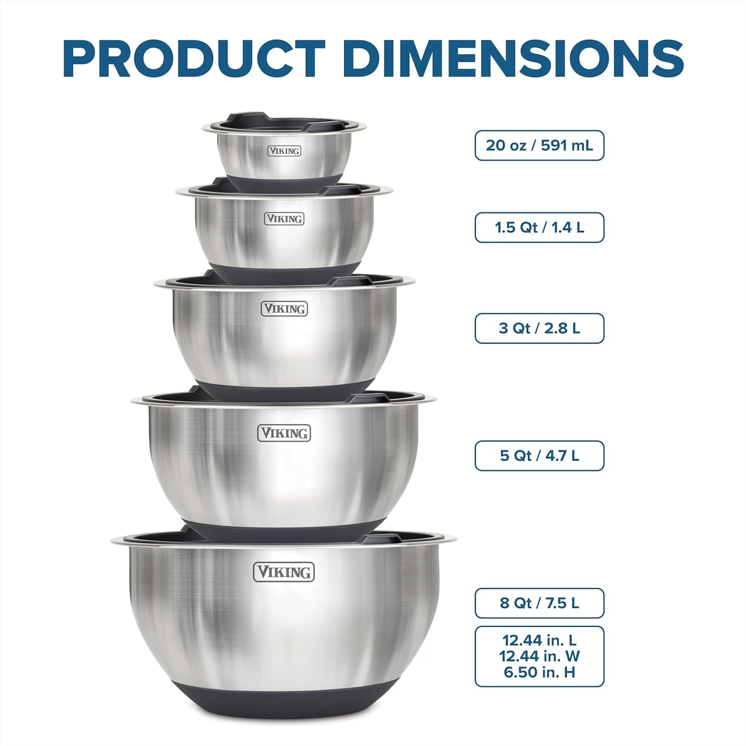 viking-mixing-bowls-set-10-piece-stainless-steel-kitchen-cookware-non-slip-silicone-base-includes-tight-fit-lids-dishwasher-safe-black
