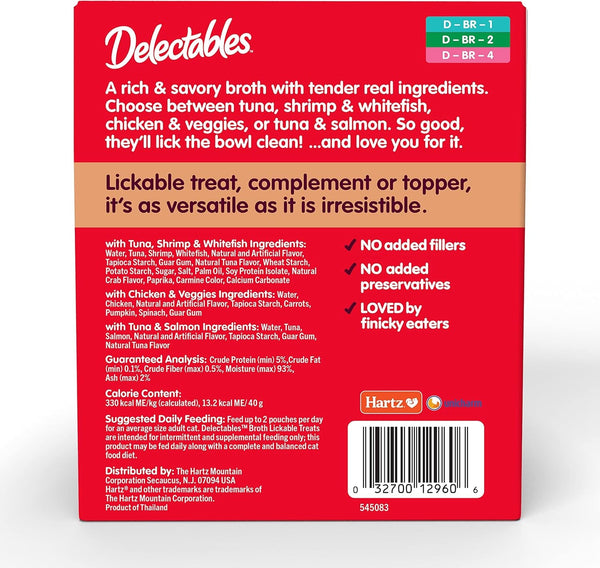 Delectables Savory Broths Lickable Wet Cat Treat Variety Pack, 12Count(Pack of 1)8