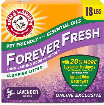Arm & Hammer Forever Fresh Clumping Cat Litter Lavender, Multicat Cat Litter Odor Control 18Lb with 20% More Lavender Freshness, with Essential Oils1