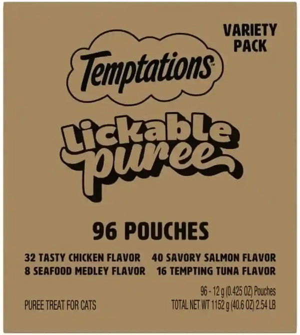 Temptations Creamy Puree Squeezable Lickable Cat Treats, Wet Cat Treats with Salmon, 0.42 Oz. Tubes, 24 Count - Packaging May Vary26
