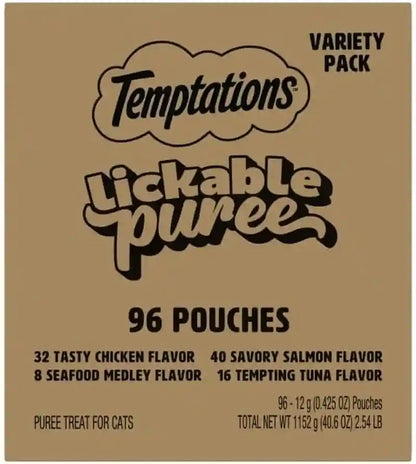 Temptations Creamy Puree Squeezable Lickable Cat Treats, Wet Cat Treats with Salmon, 0.42 Oz. Tubes, 24 Count - Packaging May Vary26