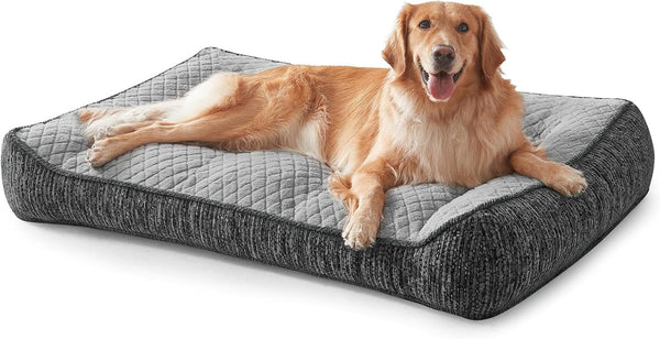 JOEJOY XL Orthopedic Dog Bed for Large Dogs, Extra Thick Foam Pet Bed Sofa | Bolster Sides, Large Sized Dog Couch Bed with Removable Washable Cover, Non-Slip Bottom, Grey (42"X30")17
