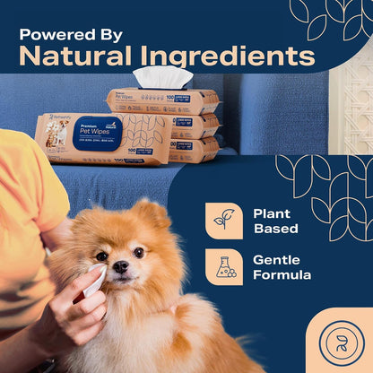 REFRESHIFY Dog Wipes for Paws and Butt - Plant Based Unscented (Pack of 400) - Pet Wipes for Dogs and Cats - Deodorizing Non Toxic Dog Wipes, +12 Additional Travel Wipes3